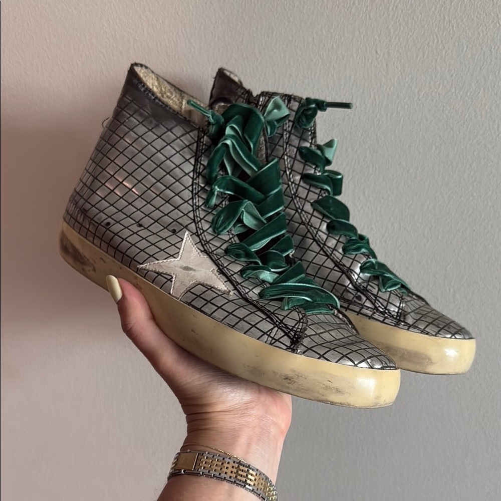 Golden Goose disco high-top sneakers.